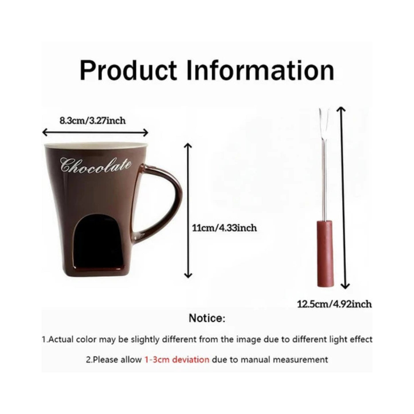 Tazza personale in ceramica per fonduta di cioccolato da 130 ml