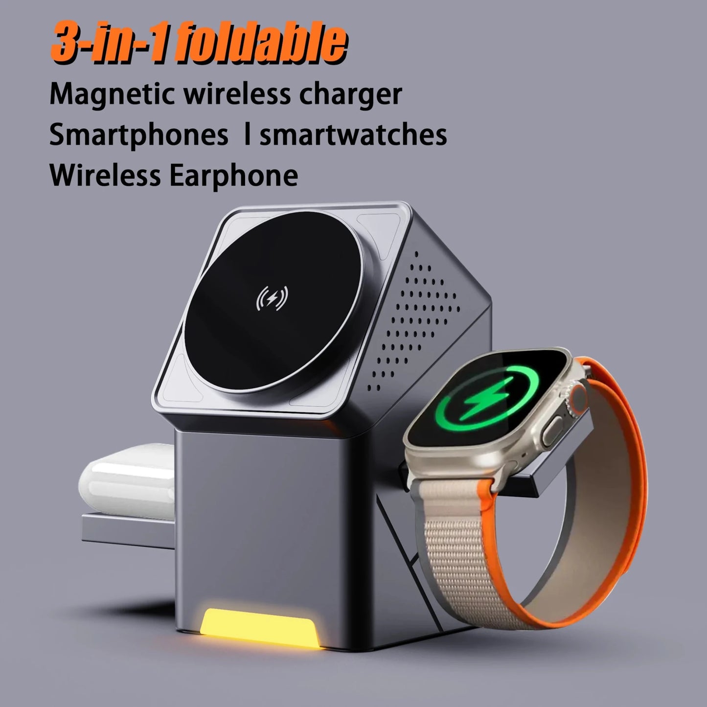 3 - in - 1 Rotating Magnetic Fast Charging Station - MegaStore24