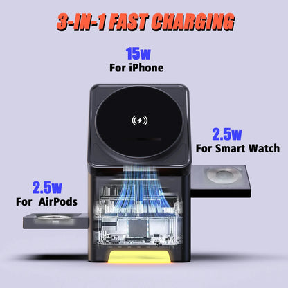 3 - in - 1 Rotating Magnetic Fast Charging Station - MegaStore24