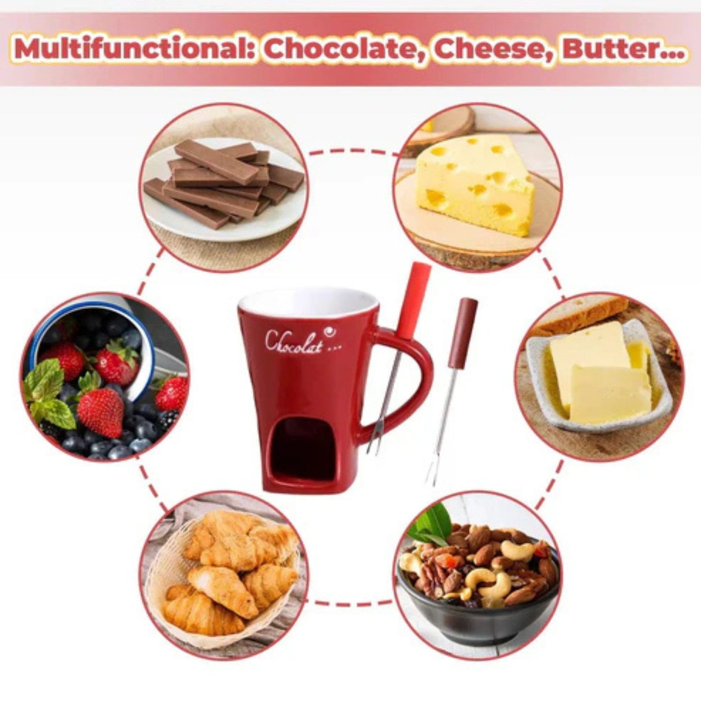 Tazza personale in ceramica per fonduta di cioccolato da 130 ml