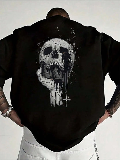 Skull Print Men's Hip-Hop Cotton T-Shirt