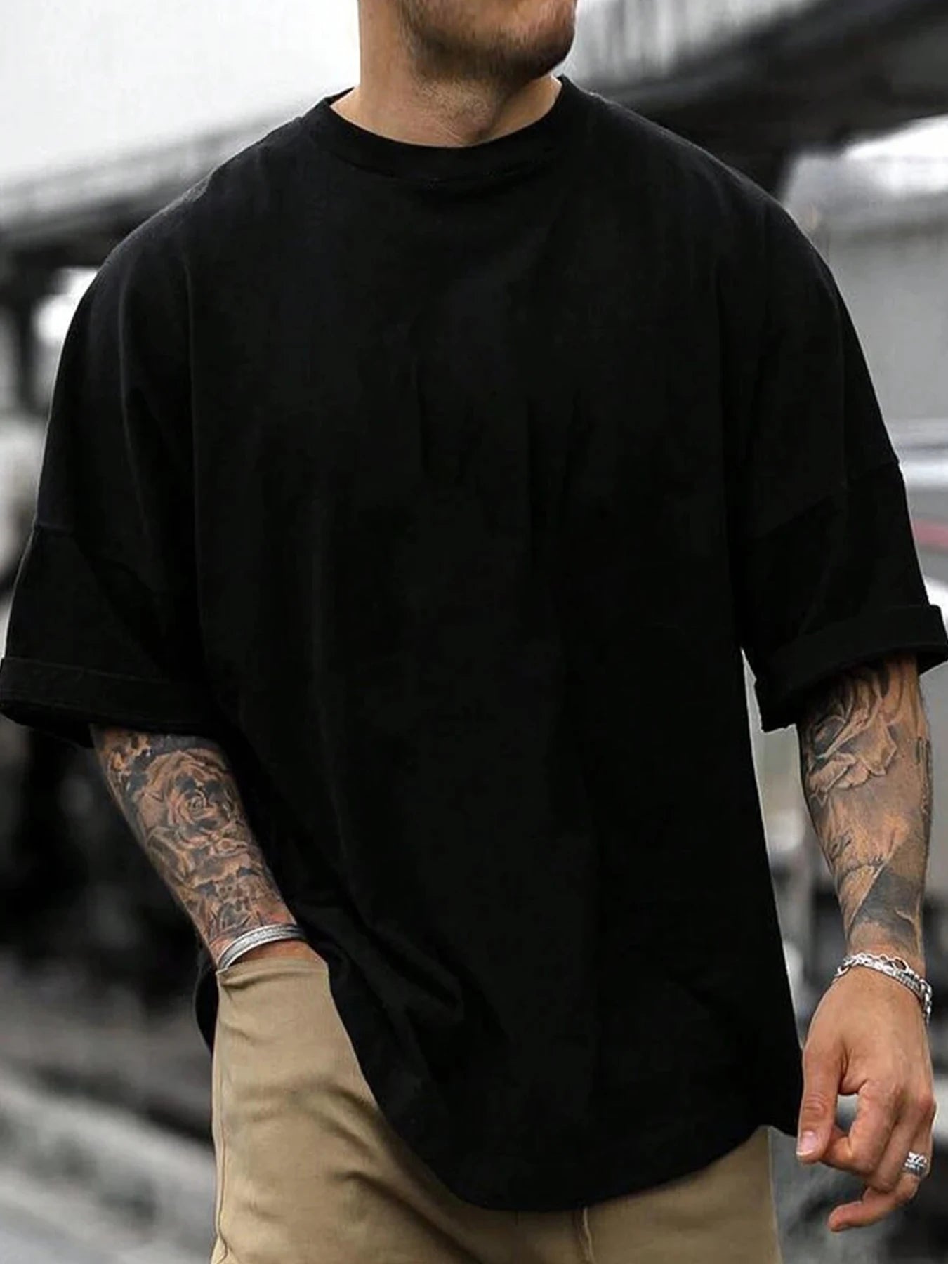 Skull Print Men's Hip-Hop Cotton T-Shirt